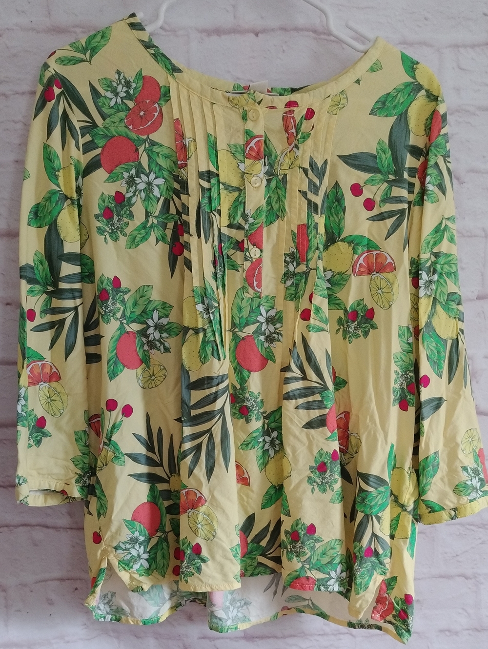 Appleseed's Yellow Tropical Fruit Print Tunic